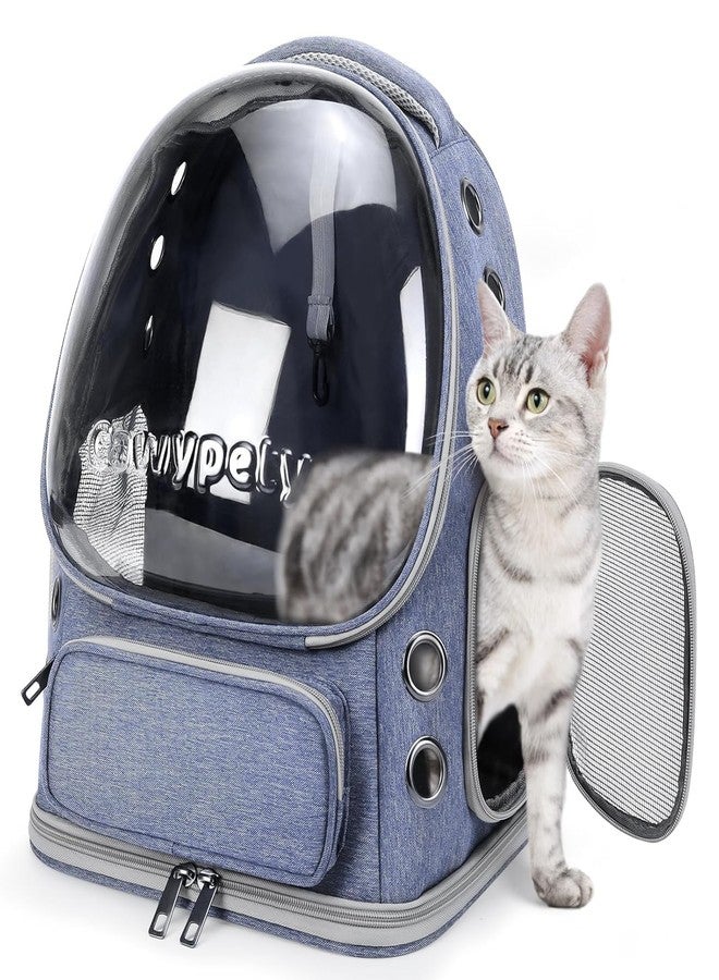 Onomie Cat Backpack Carrier, Breathable Cat Carrier Large Space Bubble Pet Backpack for Kitty Small Dog up to 15lbs, Transparent & Foldable Pet Carrier for Travel Hiking (Blue) - Image 1